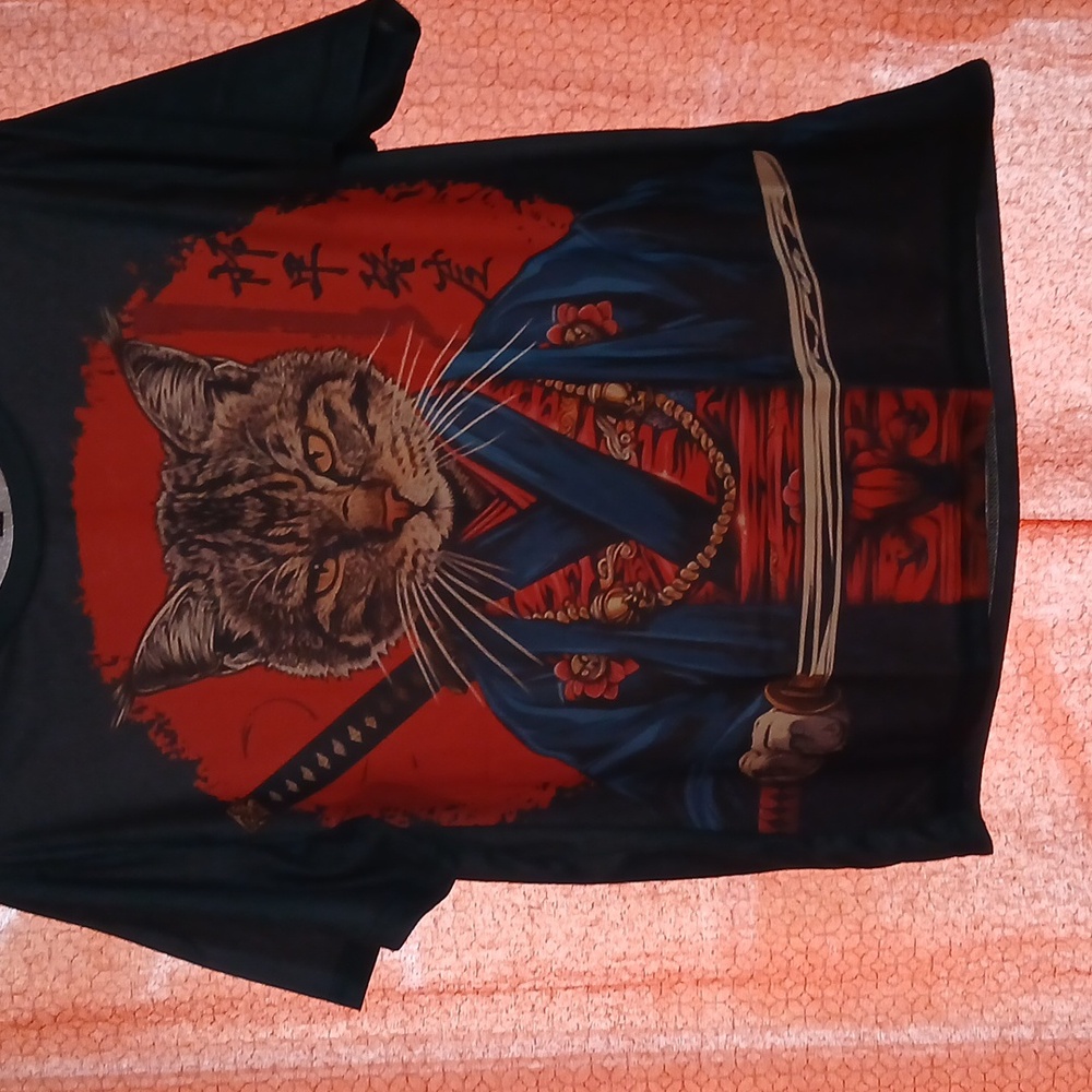 Samurai Cat Graphic T-Shirt - Multicolor NWOT XL  Never worn.